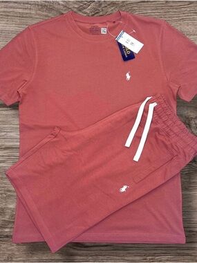 Polo by Ralph Lauren Men's Dusty Rose Short Sleeve Tee & Drawstring Shorts Set